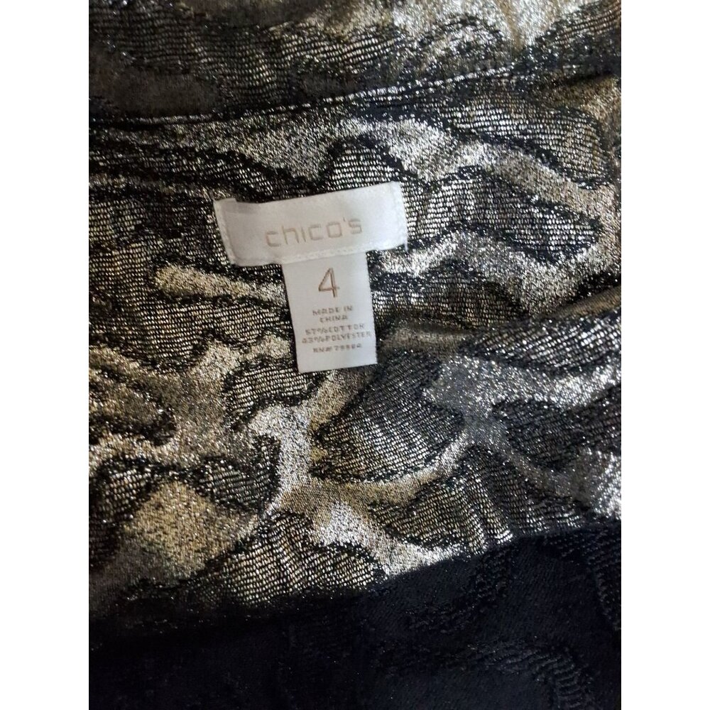 Chicos Metallic Button Down Jacket Size 4 - image 4